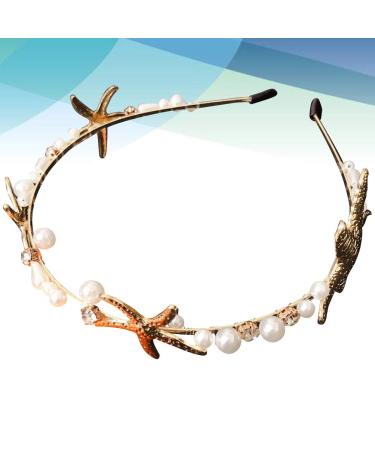 Minkissy Sea Star Hair Hoop with Pearl Design - Attractive Alloy Headband for Wedding Headdress - Buy Online on GoSupps.com