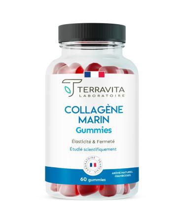Marine Collagen Gummies | Firmness and Elasticity of the Skin | Cartidyss Patented Peptides | 25% Wrinkles in 3 Months | 60 Raspberry Flavored Gummies | No Bovine Gelatin | Made in France |