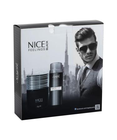 Sapil Nice Feeling Black - Eau De Toilette and Deodorant Spray For Men - Evokes Power and Sensuality - Opens with Citrus Notes - Beautiful Giftset Box - Perfect for Gift Giving Occasion - 2 Pc - Buy Online on GoSupps.com