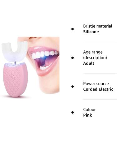 U-Shaped Adult Toothbrush t Electric Sonic Toothbrush Automatic Cleaning Toothbrush Oral Care Tool with Food Grade Silicone Brush Head(Pink) - Buy Online on GoSupps.com