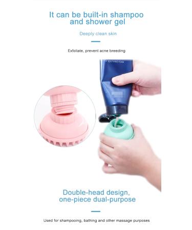 MYCOMBO Exfoliating Silicone Body Scrubber - 2 in 1 Bath & Shampoo Brush | Scalp Massager | Hygienic & Long Lasting - Pink - Buy Online on GoSupps.com