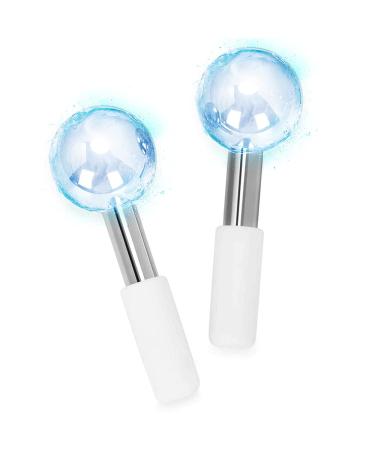 Arozk Ice Globes Facials Massager Cryoga cooler made of stainless steel for face neck and eyes dark circles pockets folds skin care (white)