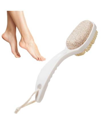 Pumice Stone and Brush - 2 in 1 Multifunctional Foot Brush - Foot Brush Gentle Comfortable Bathroom Accessories Pumice Stone for Feet White