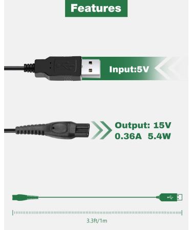 15V USB Charging Cable for Philips Norelco Electric Shaver & Beard Trimmer - HQ8505 Series - JOVNO Power Supply Adapter - Buy Online on GoSupps.com