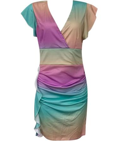 Briskyry V-Neck Floral Business Dresses for Women | Elegant Summer Festival & Ruffled Hem Styles - Buy Online on GoSupps.com