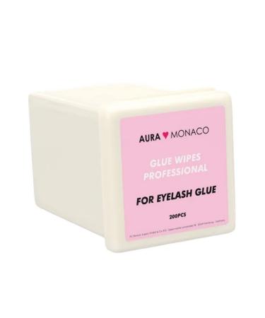 Aura monaco eyelash glue cleaning cloths 200 pieces lash glue wipes hygienic pads for eyelash extensions adhesive bottle neck and adhesive pad disposal cloths towels