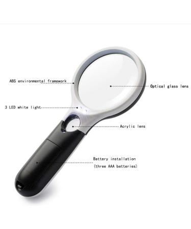 Glass Double Glass Lens Acrylic Lens 3 LED Lights Reading Magnification Identification Good Times - Buy Online on GoSupps.com