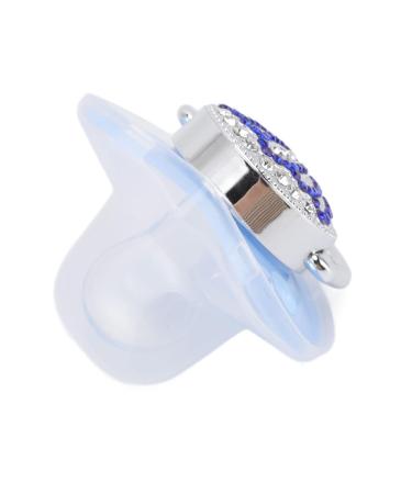 Bling Baby Pacifier Clip - Curved Silicone Design with Rhinestone Crown for Infants 6 to 18 Months - Stylish & Safe Newborn Pacifier (Blue M) - Buy Online on GoSupps.com