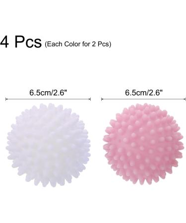 uxcell 4pcs Reusable Laundry Dryer Balls - Vinyl Drying Balls to Reduce Wrinkles Static & Drying Time - Eco-Friendly Fabric Softener - White & Pink - Buy Online on GoSupps.com