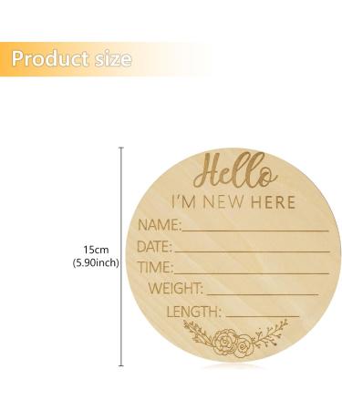 Hello World Wooden Baby Announcement Sign - Round Newborn Welcome Plaque for Baby Shower Photo Prop and Nursery Wall Decor - Buy Online on GoSupps.com