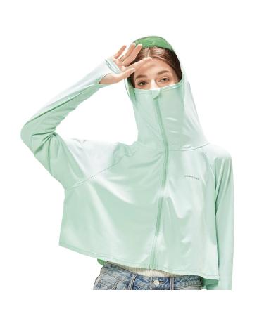 Mount Tec Womens UPF 50+ Cooling UV Protection Clothing Hooded Sun Protective Jacket Long Sleeve for Summer Green (Plus Size)