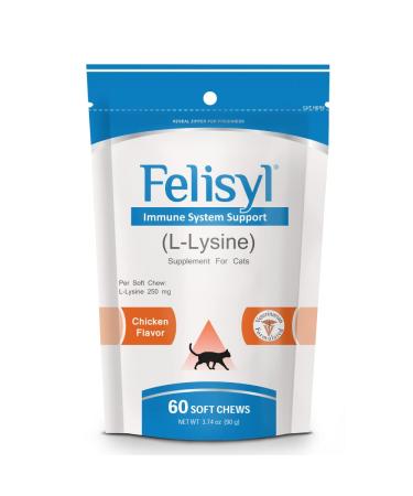 Felisyl Immune System Support for Cats - Amino Acid L-Lysine - Produce Antibodies - Healthy Tissue, Respiratory Health, Vision - 60 Soft Chews