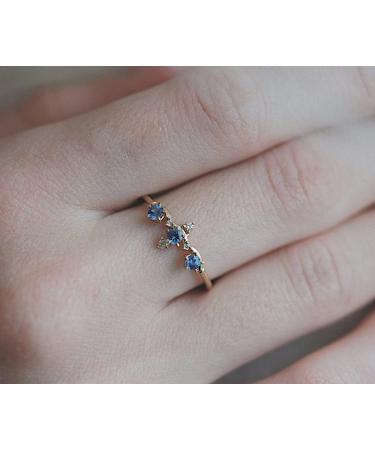 14k Gold Crown Blue Diamond CZ Ring - Size 6 | Engagement Anniversary Gift - Buy Online on GoSupps.com