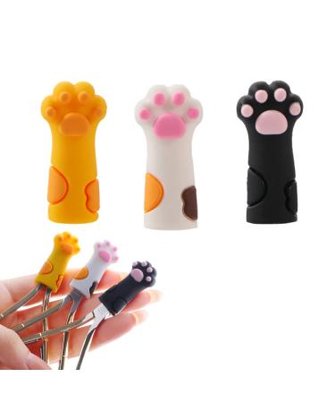 SUKPSY 3 Pcs Silicone Cuticle Trimmer Nippers Tweezers Scissors Cover Protector 3 Colors Cat Paw Protective Sleeve for Nail and Toenails Manicure Tools