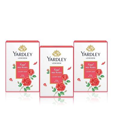 Yardley Soap Red Roses 100g (Pack of 3) Rose 3.53 Ounce (Pack of 3)