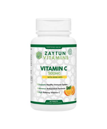 Zaytun Vitamins Halal Vitamin C 500mg Tablets with Rose Hips Supports Immune System Natural Antioxidant with Citrus Bioflavonoids - Vegan - Gluten-Free - 2 Months Supply - Halal Vitamins