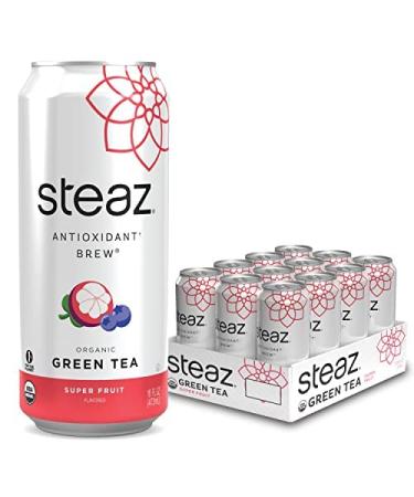 Steaz Organic Iced Green Tea Antioxidant Brew, 16 OZ (Pack of 12)(Super Fruit)