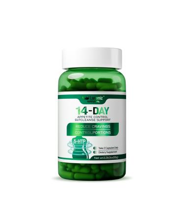 Lanomiz 14DAY Appetite & Craving Control Gut Health Complex Featuring Delayed-Release Probiotics & White Kidney Bean Extract 5-HTP(5-hydroxytryptophan) 60 Vegetarian Capsules