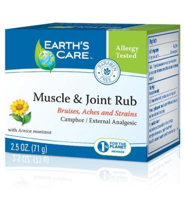 Earth's Care Muscle & Joint Rub - for Sore Muscles Bruises Aches and Strains - 2.5 OZ