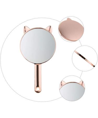 Cute Retro Cat Ear Handheld Mirror- Single-Sided Vanity Mirror for Travel and Home Makeup Use - Buy Online on GoSupps.com
