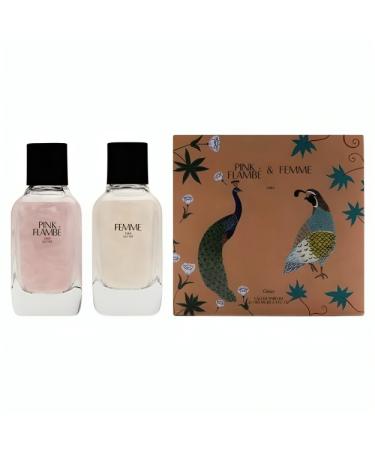 Zara Pink Flamb + Femme Glitter Perfume for Women Fragrance Set EDP Eau De Parfum 2x 100 ML (3.4 FL. OZ)