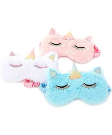 GLEAVI 2pcs Cartoon Sleep Masks - Plush Eye Masks for Kids & Adults - Sky Blue Blindfolds for Comfortable Night Sleep - Buy Online on GoSupps.com