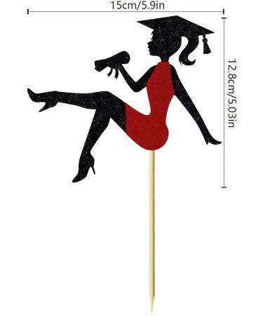 Glitter Graduation 2024 Cake Topper High Heel Girl Graduation Cake Pick for 2024 High School/College/Senior Graduation Party Glitter Decorations Red - Buy Online on GoSupps.com