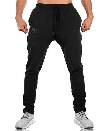 BROKIG Men's Jogger Sport Pants - Black Medium | Casual Zipper Gym Sweatpants with Pockets - Buy Online on GoSupps.com