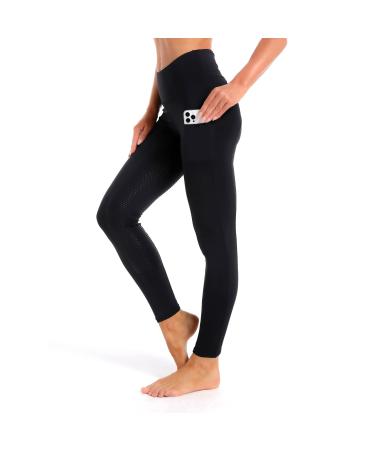 K898 Women's Horse Riding Pants Equestrian Women Tights Breeches Full Seat Silicon with Pocket X-Large Black