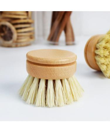 Bamboo Scrub Brush Eco-Friendly Dish Brush Replacement Heads 5 Pieces Natural Sisal Hemp and Beech Wood Scrubbing Brushes Kitchen Sink Cleaning - Buy Online on GoSupps.com