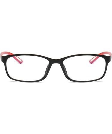 Classic Rectangle Eyewear Frame | Blue Light Blocking Non-Prescription Glasses | Red Arm | Full Rim Clear Lens - Buy Online on GoSupps.com