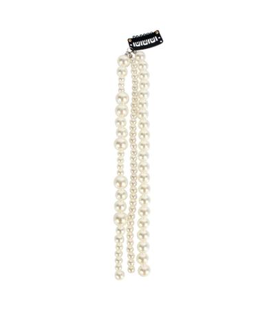 Minkissy Pearl Beads Strand Elegant Hair Chain Hair Extensions Barrettes Ponytail Decor For Women Bride Birthday Wedding Valentines Day Party