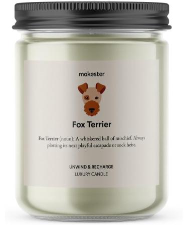 Fox Terrier Gift Candle - 220g Soy Wax with Vanilla Jasmine & Almond - Handcrafted Dog Candle - Buy Online on GoSupps.com