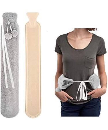 Buy 2L Gray Hot Water Bottle with Soft Fleece Cover - Long & Cozy | Safe & Tested for Comfort - Buy Online on GoSupps.com