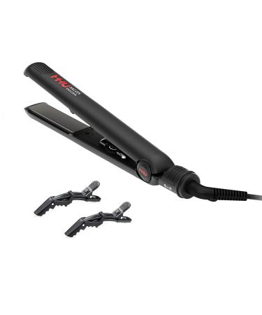 MHU Flat Iron 1 Inch Professional Travel Portable Negative Ions Protect Hair Hair Straightener&Curler Anti frizz Dual Voltage Salon Floating Titanium Plate Hair Iron Fast Heat Adjustable Temp Black