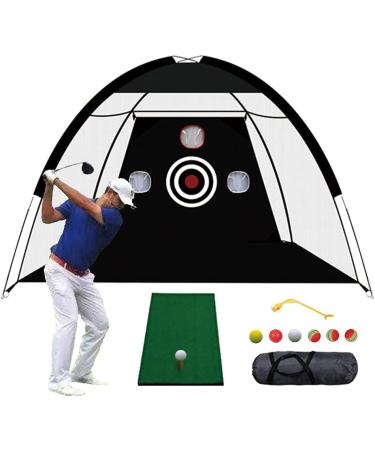 Golf Hitting Net 10x7ft with Hitting Mat, Swing Trainer Aid, Golf Balls, Tees, and Swing Corrector - Ideal Golf Gift for Men/Women - Buy Online on GoSupps.com