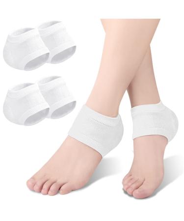 Moisturizing Heel Socks 2 Pairs Soft Gel Lined Heel Socks for Dry Rough Cracked Feet Gel Heel Repair Socks Overnight Moisturizing Spa Socks for Softening and Repairing Chapped Feet Skin Care (white)