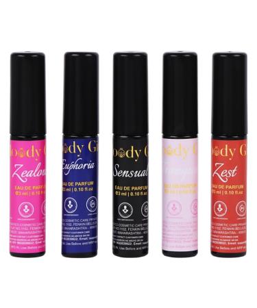 Moody Girl Luxury Pocket Liquid Perfume Gift Set For Women Pack Of 5 (3Ml Each) 15Ml Combination Of Musky Fruity Floral Amber & Tangerine Fragrances 24Hr Long Lasting - Buy Online on GoSupps.com