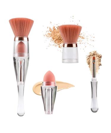 COTTILE 3 in 1 Premium Travel Makeup Brush Set for Foundation Blending Liquid Cream or Powder