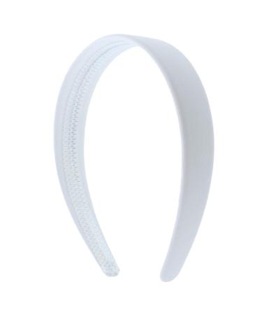 Motique Accessories White 1 Inch Wide Leather Like Headband Solid Hair band for Women and Girls