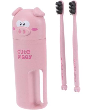 Zerodeko Cartoon Toothbrush Tumblers - Set of 2 Pink Bathroom Cups | Travel-Friendly Tooth Mugs (6.5x20.5 cm) - International Shipping Available - Buy Online on GoSupps.com