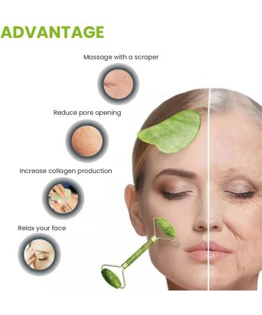 4-Piece Jade Roller & Gua Sha Massage Kit - Face & Neck Smoothing Tool for Eye Swelling Relief | Green Jade Massage Set - Buy Online on GoSupps.com