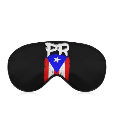 Puerto Rico PR Flag Sleep Mask Cute Eye Shade Travel Eyemask with Adjustable Strap for Sleeping