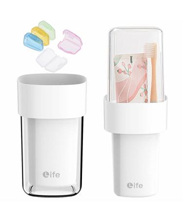 Travel Toothbrush Holder for Bathroom with 5 Toothbrush Head Protective Case 1pcs White Covered Toothbrush Holders Can be Used as Toothbrush Travel Container for Camping School Business Trip Shower