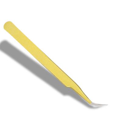 2 Pieces Straight and Curved Tip Tweezers Nipper for Eyelash Extension Stainless Steel False Lash Application Tools (Curved)