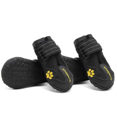 Truelove Dog Shoes Waterproof Anti-slip Rain Boots Paw Protectors Reflective TLS3961(Black 1#) 1# Black