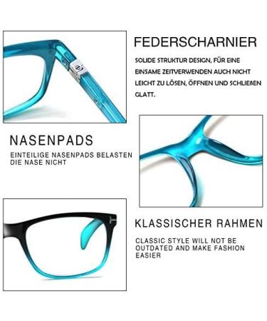 Kerecsen 3 Pack Women's Reading Glasses - High-Quality Rectangular Design with Feather Hinges (0.75 3 Blue) - Comfortable Reading Aid - Buy Online on GoSupps.com