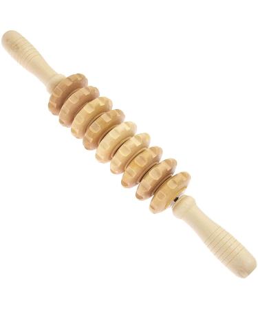 Haobin massage stick massage device wood back massage device massage roller roller roller massage device with handle for loosening deep tissue suitable for neck legs back body 1 piece natural wood color