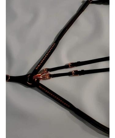 Buy Deister Brown Rose Gold Pink Dark Brown Leather Breastplate with Soft Rhinestone Glitter & Auxiliary Reins - X Full - International Shipping Available - Buy Online on GoSupps.com