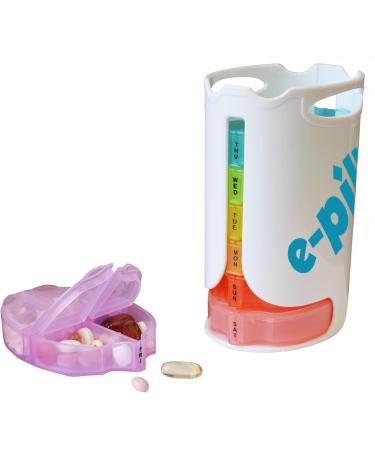 e-Pill Tower Pro | 7-Day Pill Organizer with 4 Times a Day Reminders | Stackable Vitamin & Medicine Pillbox | Pill Cutter Included - Buy Online on GoSupps.com